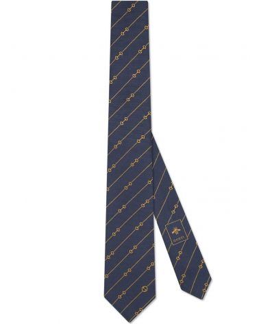 Cravatta in jacquard di seta con Morsetto a righe
